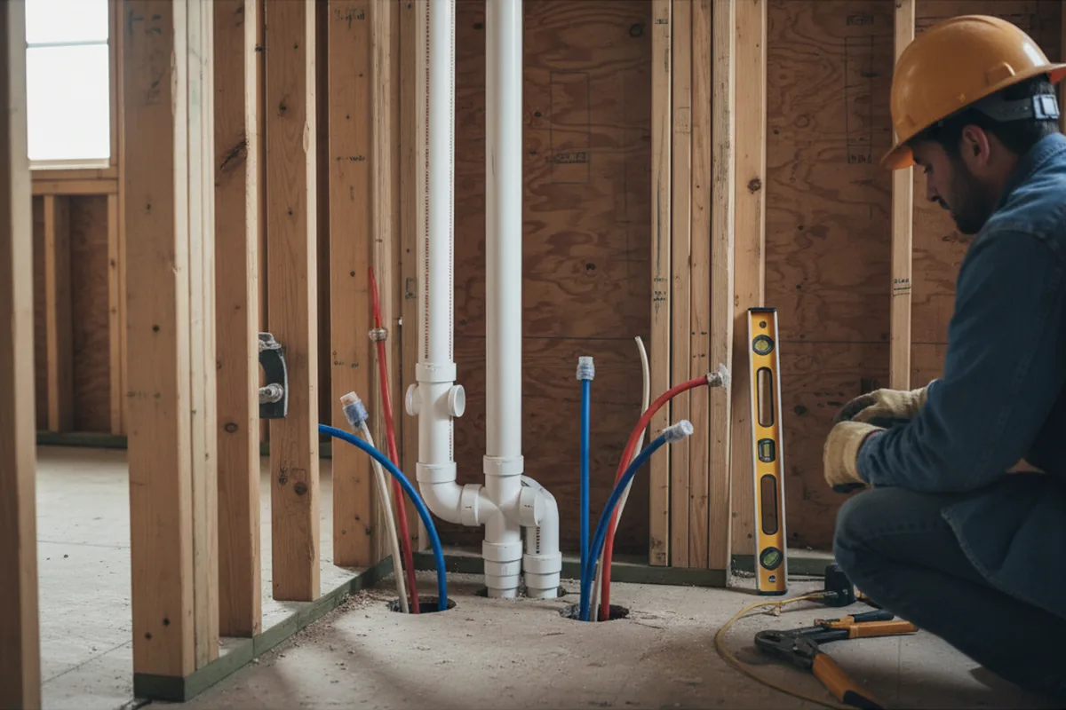 Drain and supply rough-in during Drain Cleaning in Loudon